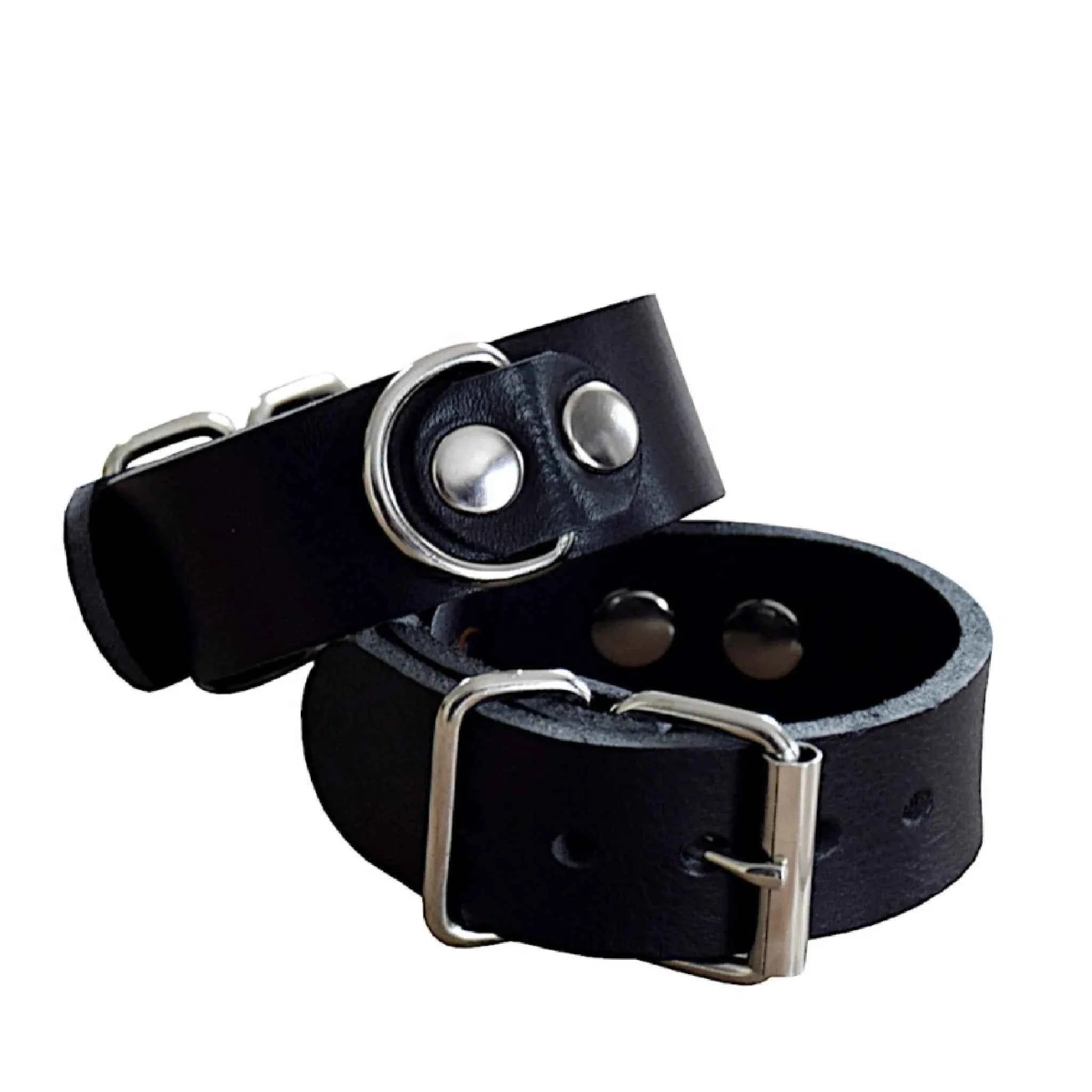 BDSM Handfesseln mit D-Ring, Büffelleder