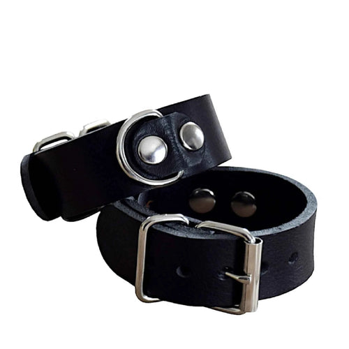 BDSM Handfesseln mit D-Ring, Büffelleder