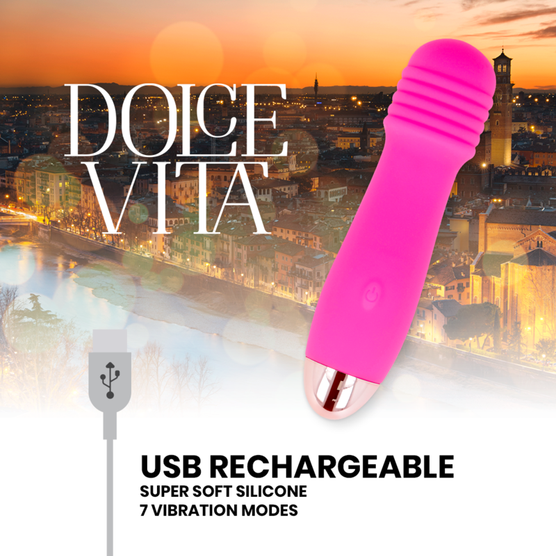 Dolce Vita - Aufladbarer Vibrator Drei Rosa 7 Geschwindigkeiten