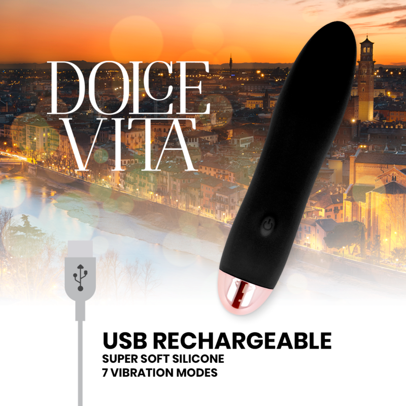 Dolce Vita - Aufladbarer Vibrator Vier Schwarz 7 Geschwindigkeiten
