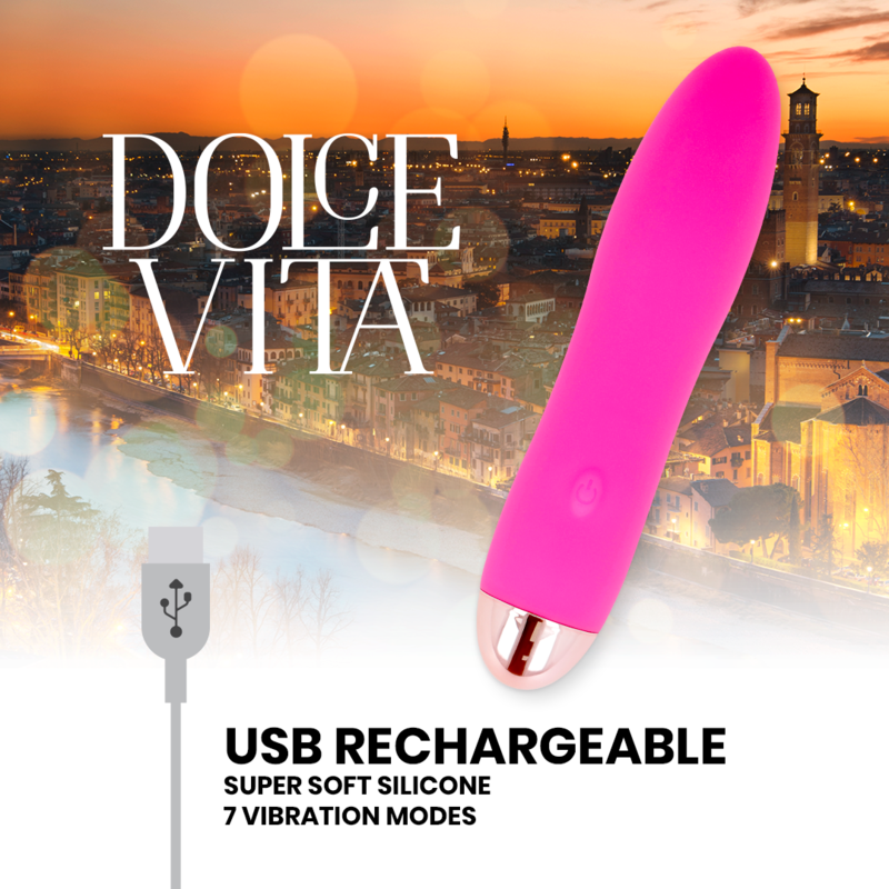 Dolce Vita - Aufladbarer Vibrator Vier Rosa 7 Geschwindigkeiten