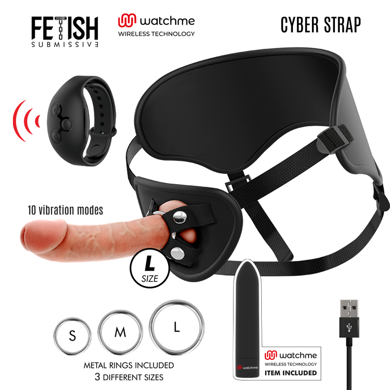 Fetish Submissive Cyber Strap - Harness mit Dildo und Bullet-Fernbedienung