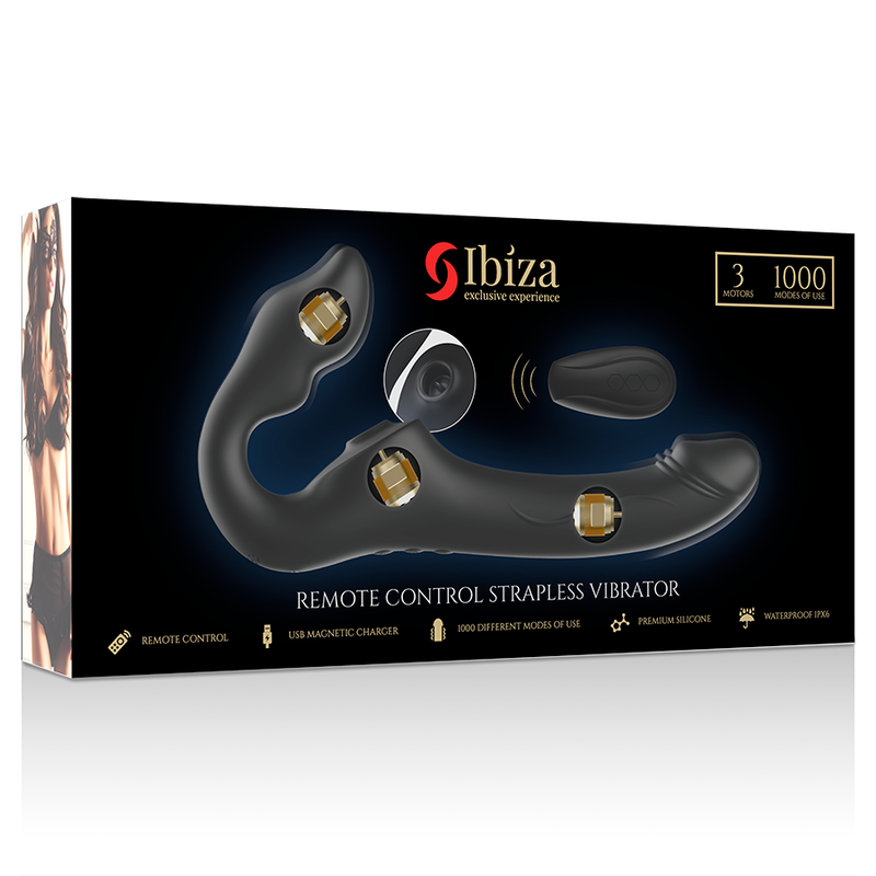 Ibiza - Fernbedienung, Riemenloser Vibrator, 3 Motoren, 1000 Kombinationen.