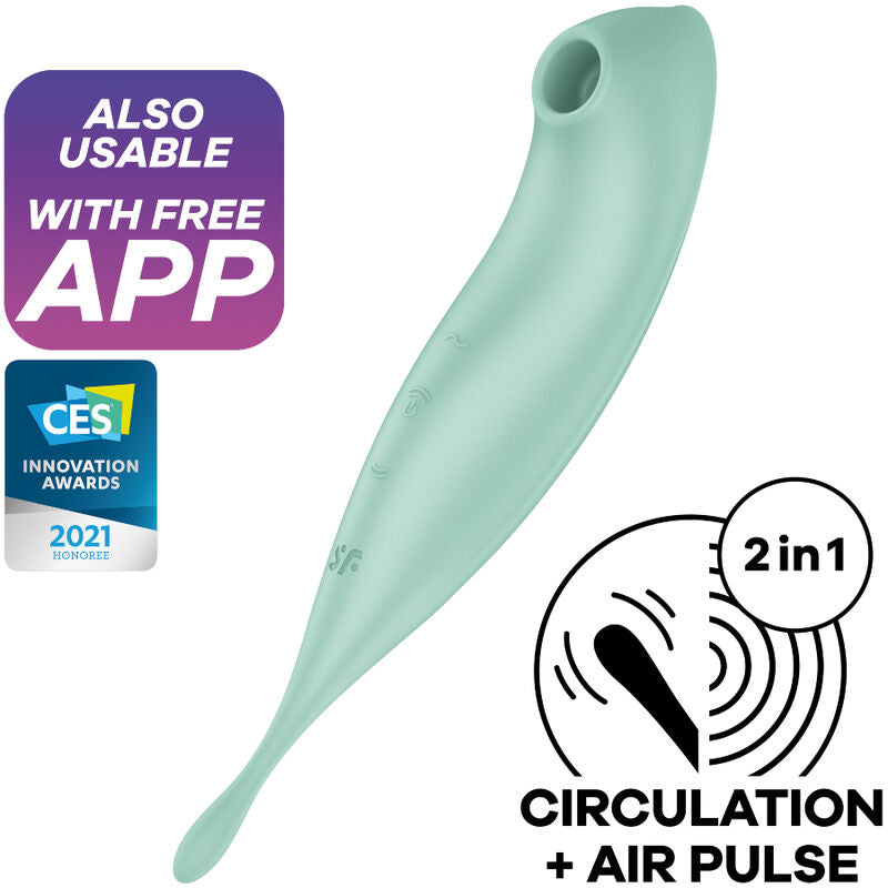 Satisfyer - Twirling Pro+ Air Pulse Stimulator & Vibrator App Grãœn