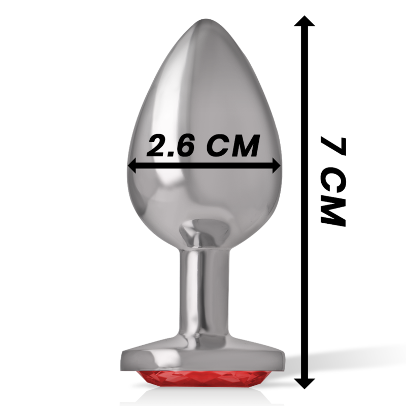 Intense - Analstecker Aus Aluminiummetall Mit Rotem Kristall, Grösse S
