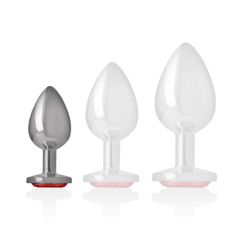 Intense - Analstecker Aus Aluminiummetall Mit Rotem Kristall, Grösse S