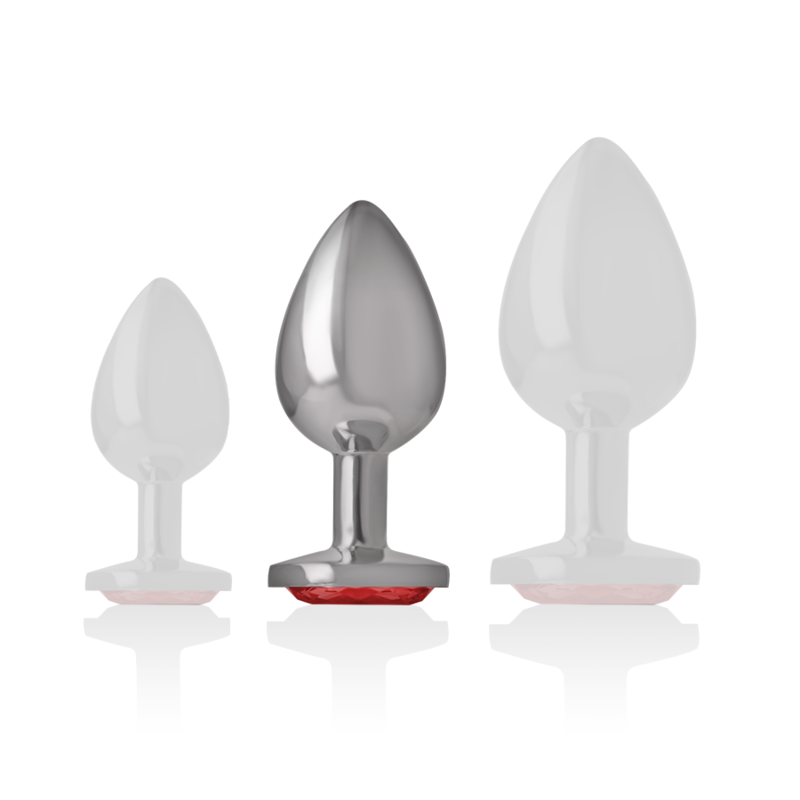 Intense - Metal Anal Plug With Red Crystal Size M