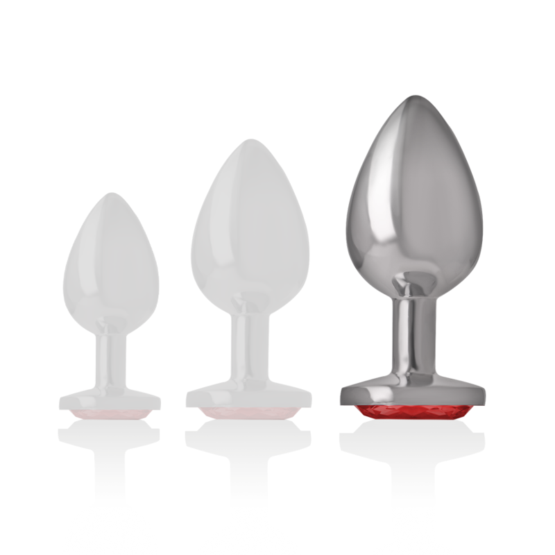 Intense - Aluminum Metal Anal Plug with Red Crystal, Size L