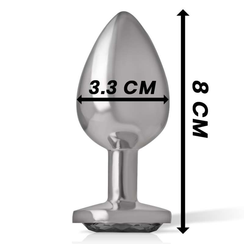 Intense - Analplug Aus Aluminiummetall Mit Schwarzem Glas, Grösse M