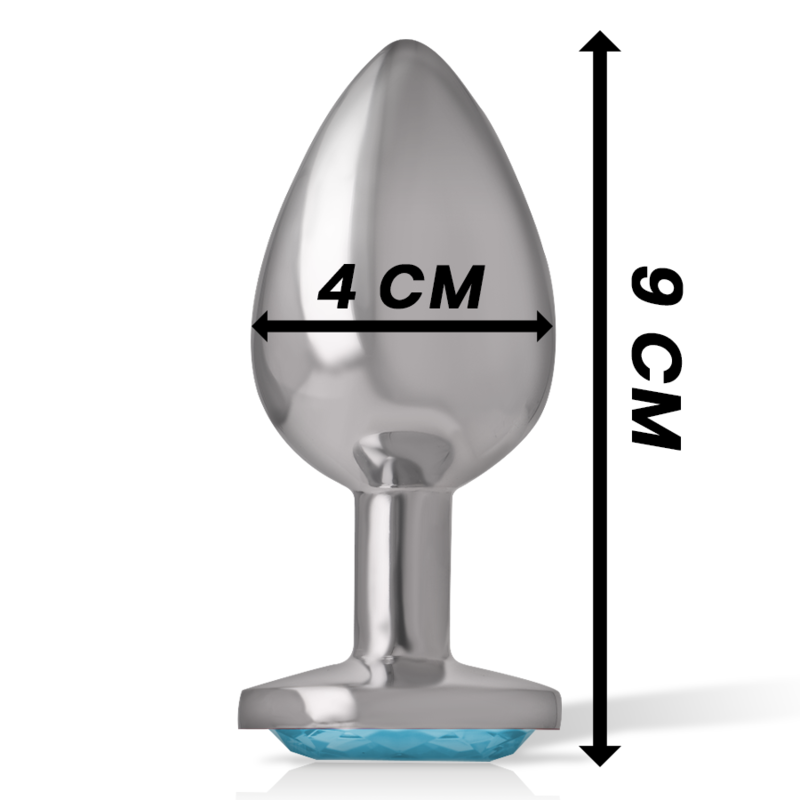 Intense - Analplug Aus Aluminiummetall Mit Blauem Kristall, Grösse L