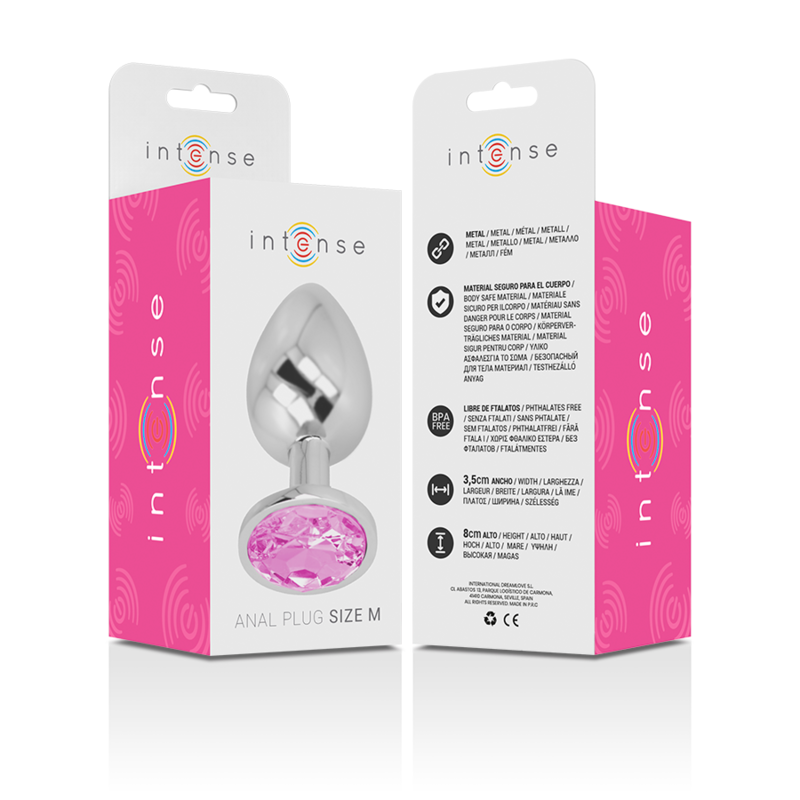 Intense - Analplug Aus Aluminiummetall Mit Rosa Kristall, Grösse M