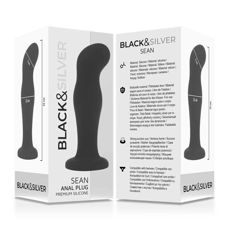 Black&Silver - Sean Premium Silicone Anal Plug Black