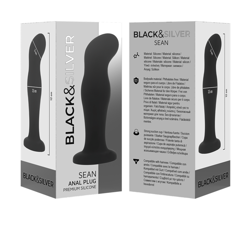 Black&Silver - Sean Premium Silicone Anal Plug Black