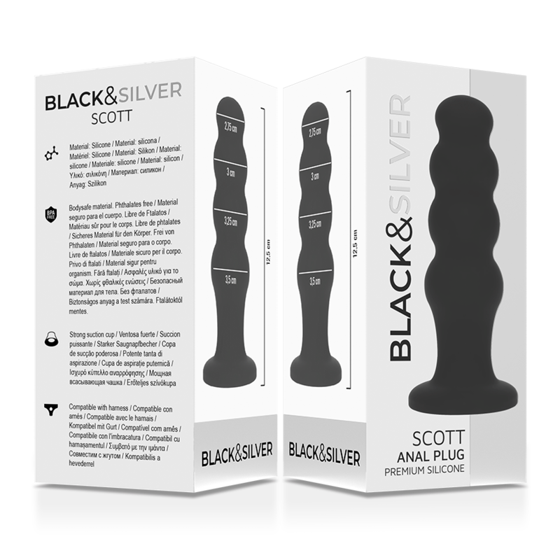 Black&Silver - Scott Premium Silicone Anal Plug Black