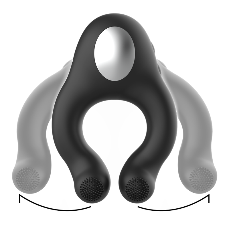 Black&Silver - Silicone Vibrating Ring, 3 Motors, Rechargeable, Black