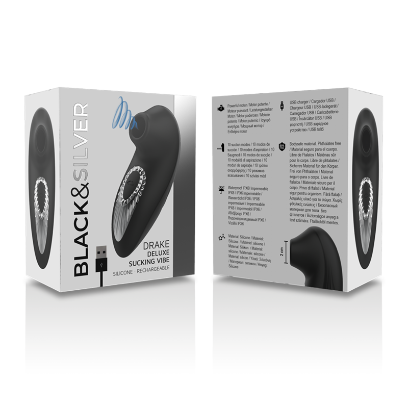 Black&Silver - Drake Deluxe Sucking Vibe Wiederaufladbares Silikon Schwarz