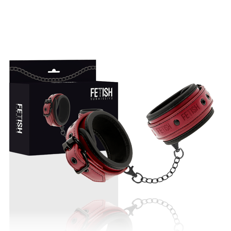 Fetish Submissive Dark Room - Handschellen Aus Veganem Leder Mit Neoprenfutter