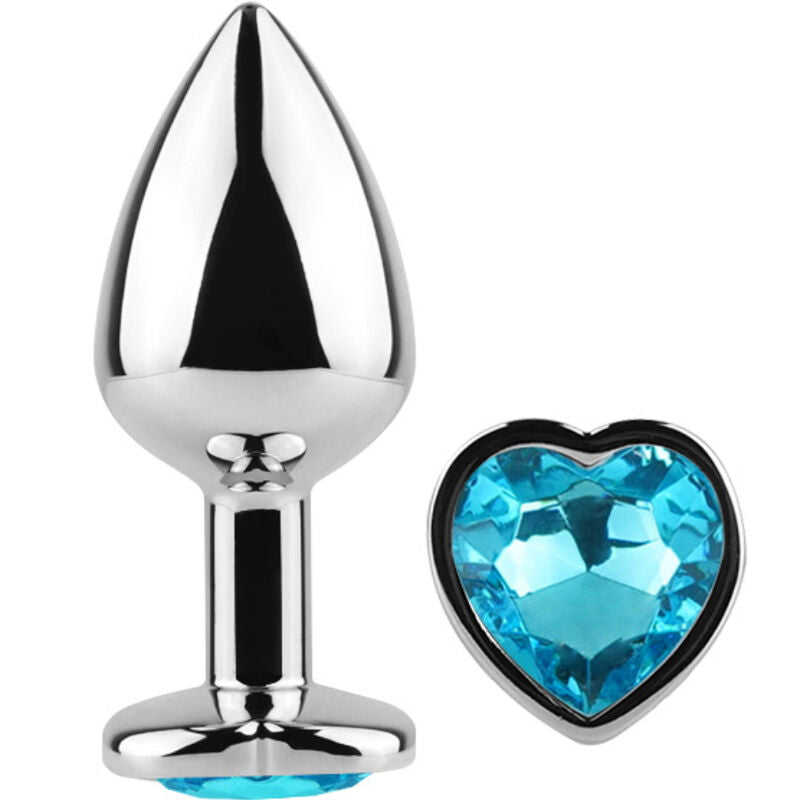 Secretplay - Metal Butt Plug, Blue Heart, Small Size 7 Cm