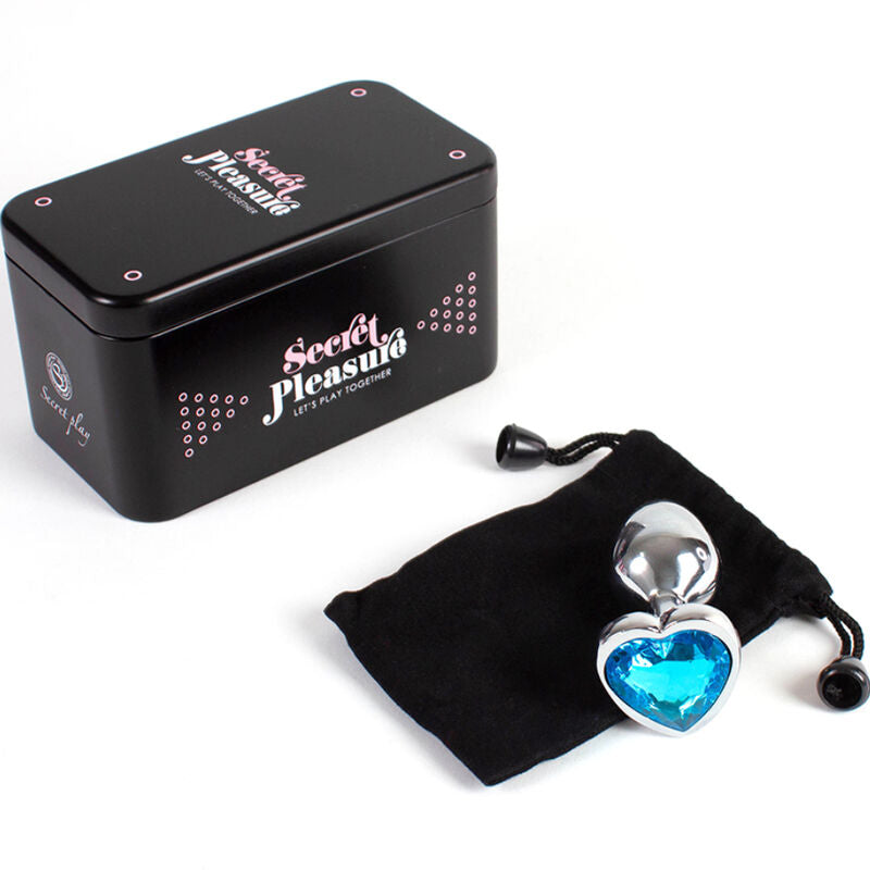 Secretplay - Metal Butt Plug, Blue Heart, Small Size 7 Cm
