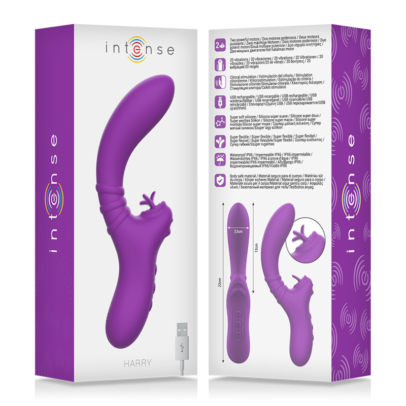 Intense - Harry Flexible Vibrator with Purple Tongue