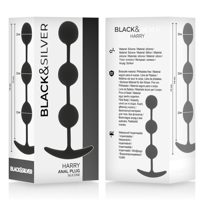 Black&Silver - Harry Anal-Rosenkranz 3 Silikonkugeln 14 Cm