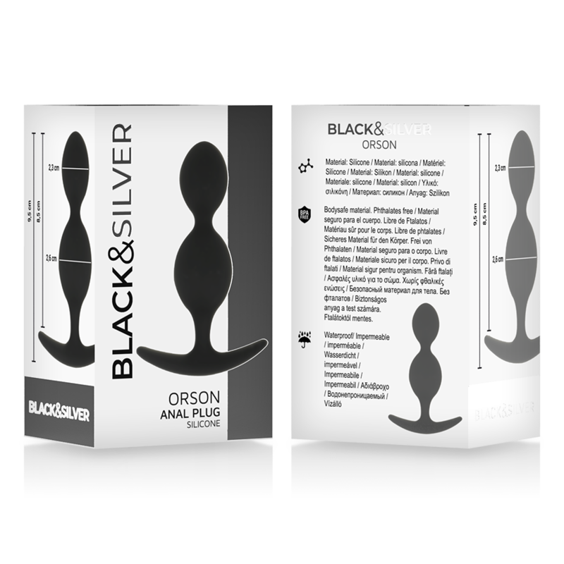 Black&Silver - Orson Plug Silikon 2 Analwellen 9 Cm