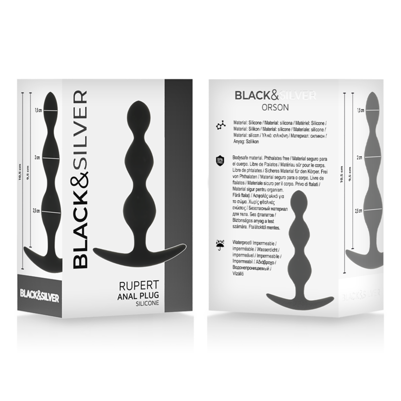 Black&Silver - Rupert Analkugelkette 10 Cm