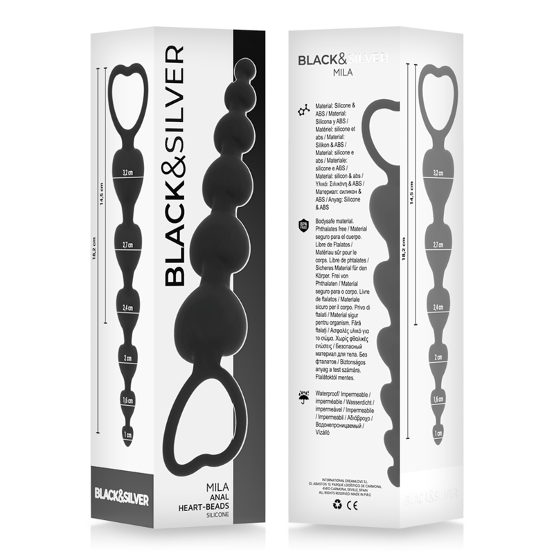 Black&Silver - Mila Anal-Herzkette 18 Cm