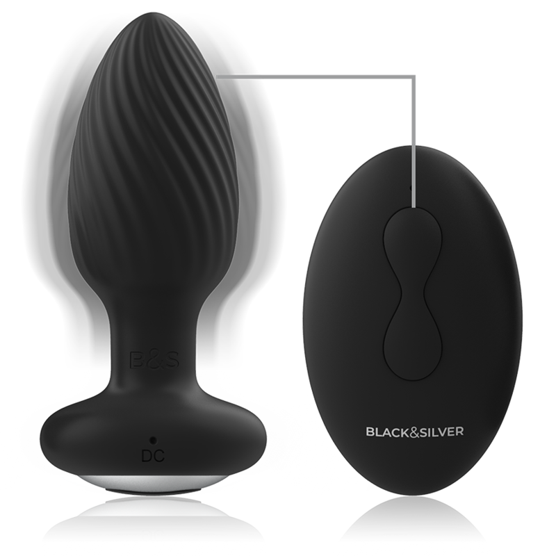 Black&Silver - Wells Plug Silikon Anal Rotator Fernbedienung