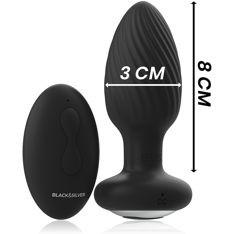 Black&Silver - Wells Plug Silikon Anal Rotator Fernbedienung