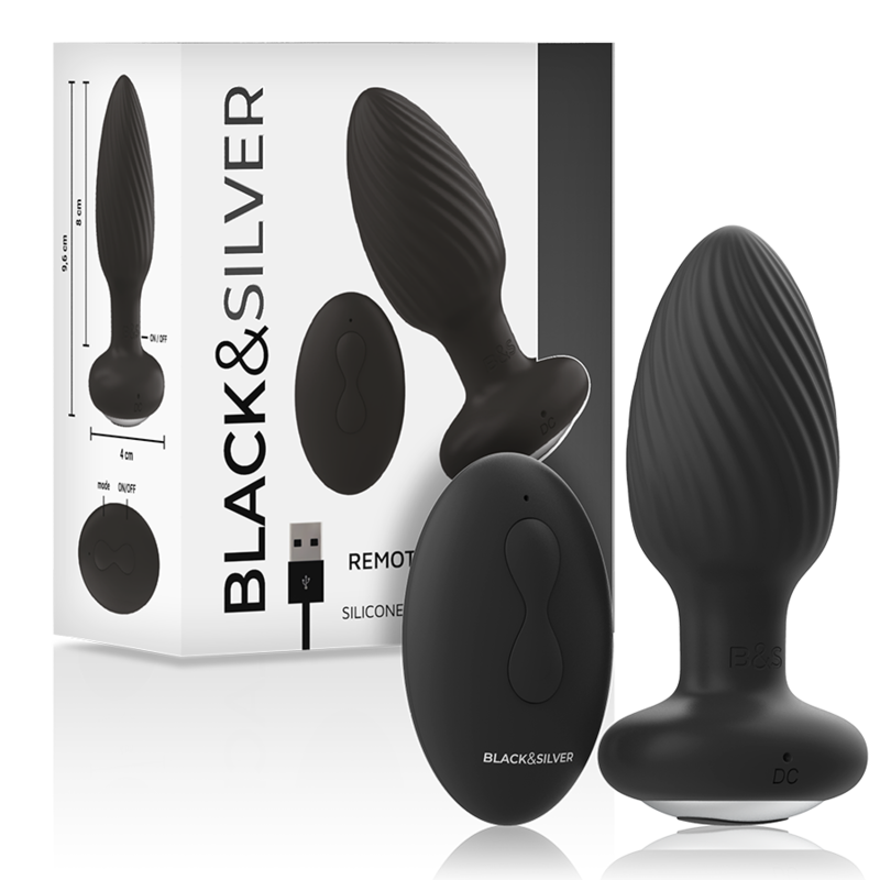 Black&Silver - Wells Plug Silikon Anal Rotator Fernbedienung