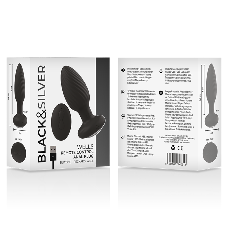 Black&Silver - Wells Plug Silikon Anal Rotator Fernbedienung