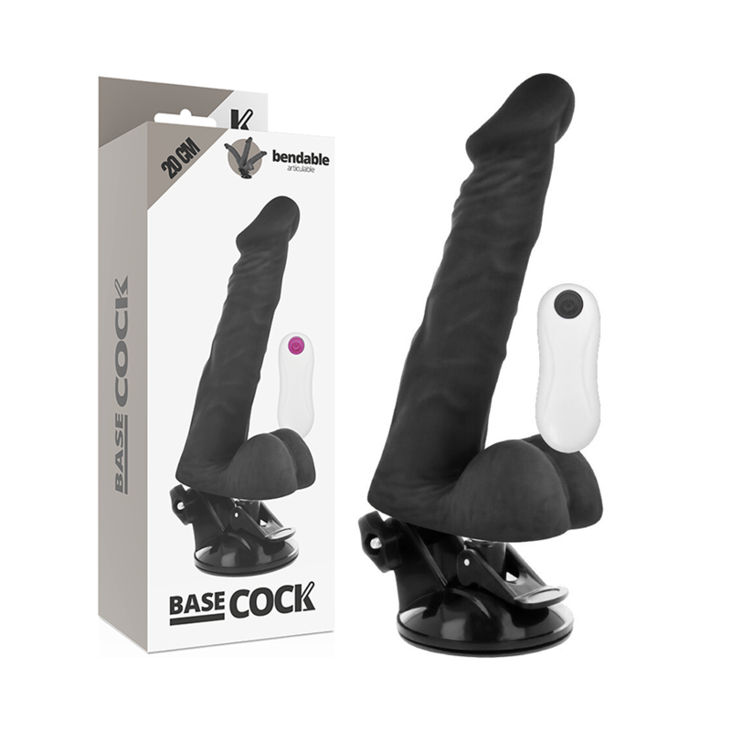 BASECOCK - ARTIKULIERBARER VIBRATOR MIT FERNBEDIENUNG SCHWARZ 20 CM -O- 4.5 CM