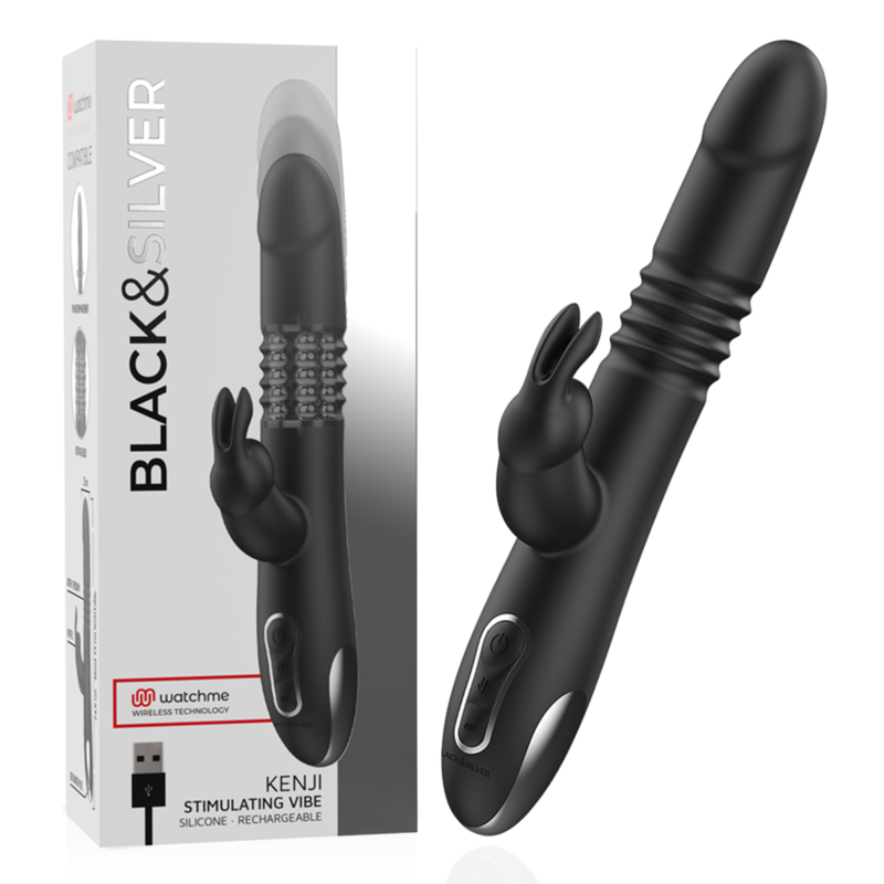 BLACK&SILVER - KENJI STIMULATING VIBE, COMPATIBLE WITH WATCHME WIRELESS TECHNOLOGY