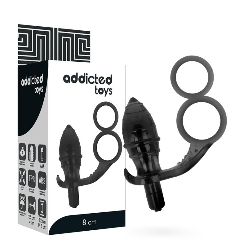 ADDICTED TOYS - DUAL BLACK RING ANAL PLUG