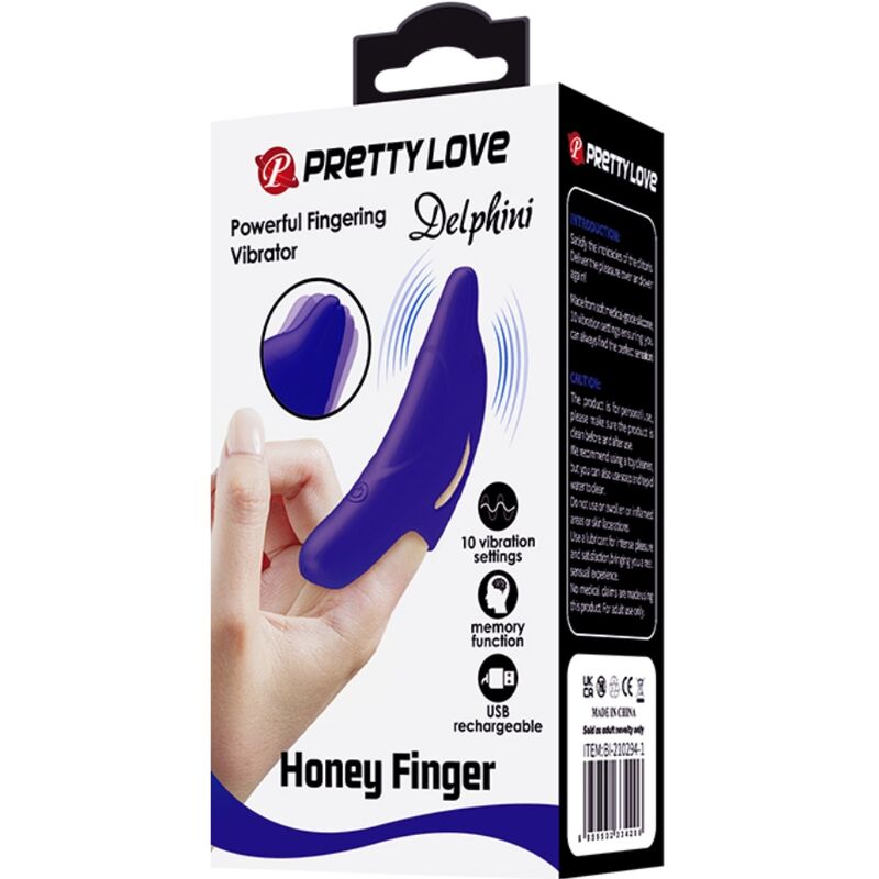 Pretty Love - Delphini Powerful Dark Blue Finger Vibrator