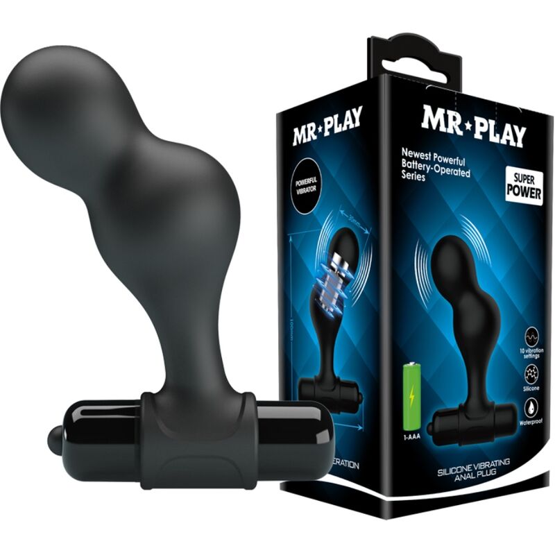 Mr Play - Black Silicone Vibrating Anal Plug
