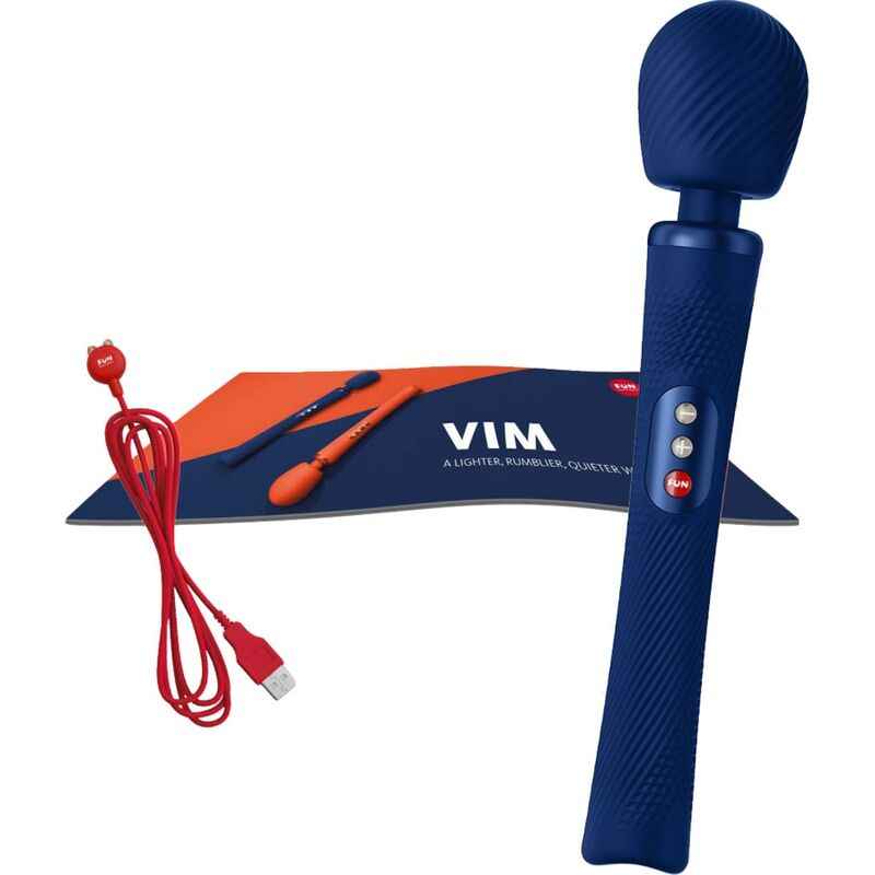 FUN FACTORY - VIM SILIKON WIEDERAUFLADBARER, VIBRIERENDER, GEWICHTETER RUMBLE WAND MITTERNACHTSBLAU