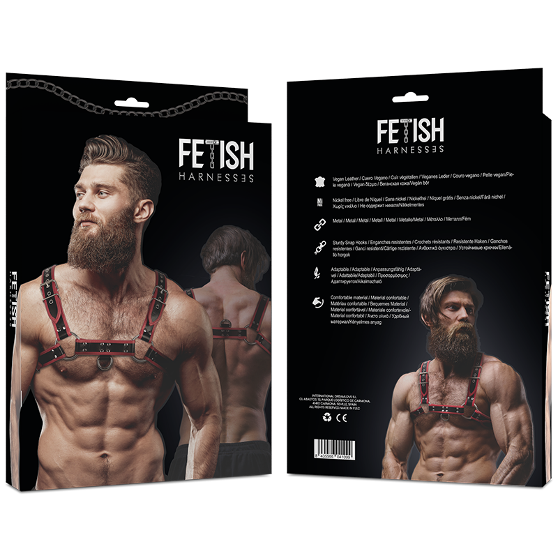 Fetish Submissive Attitude - Brustharness Aus ÖKoleder Fãœr Herren Schwarz/Rot