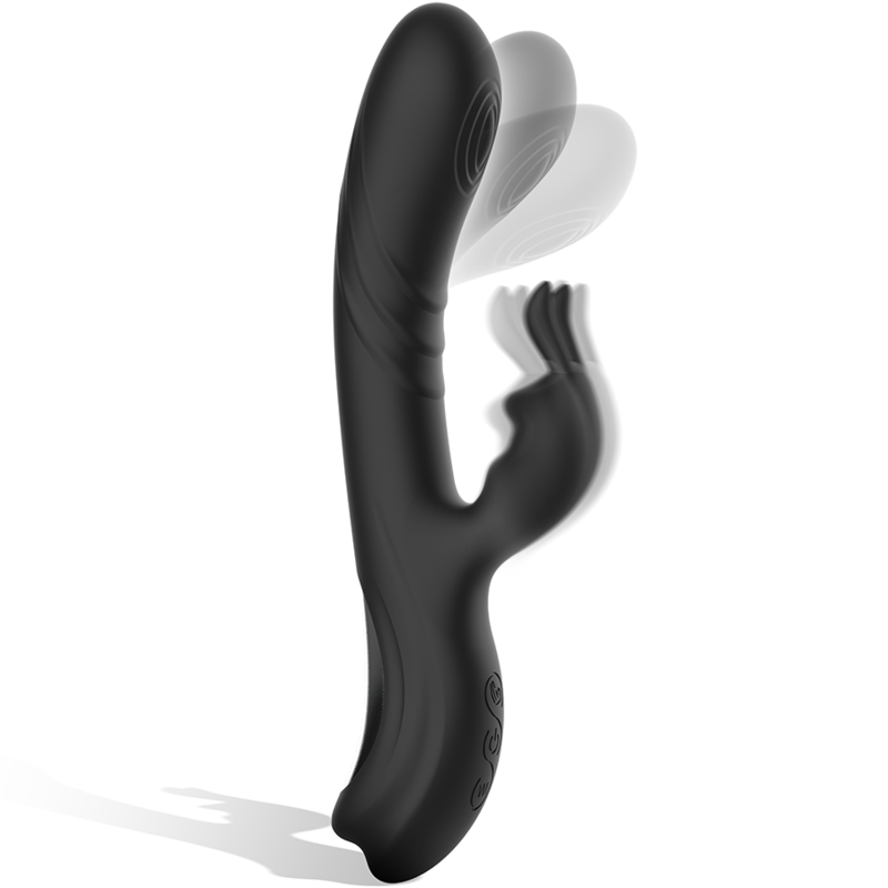 Black&Silver - Jamie Rechargeable Silicone Rabbit Vibrator Black