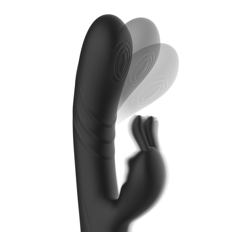 Black&Silver - Jamie Rechargeable Silicone Rabbit Vibrator Black