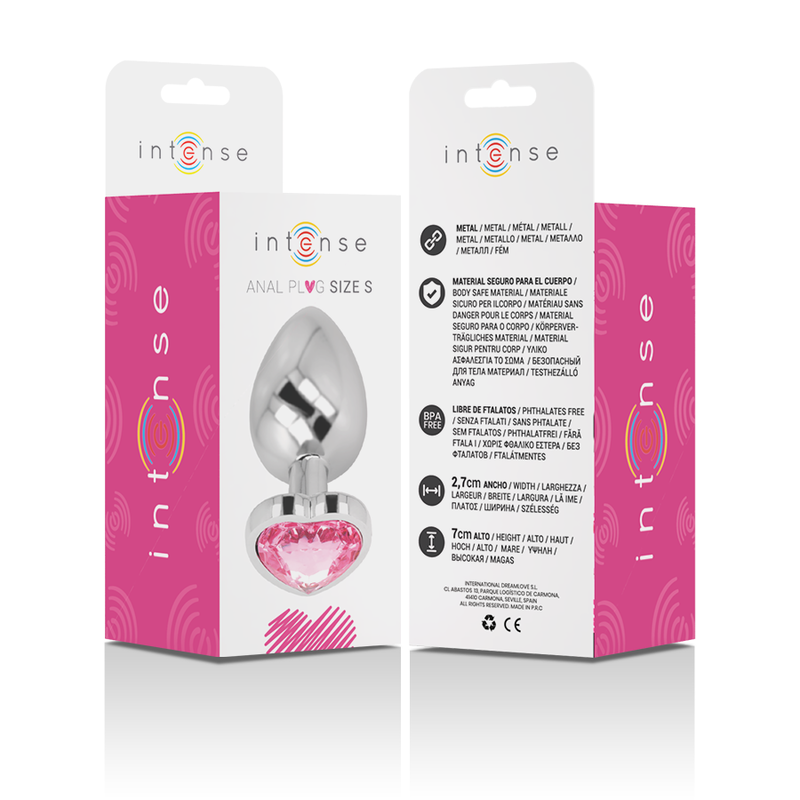 Intense - Aluminium-Metall-Anal-Stecker Rosa Herz Grösse S
