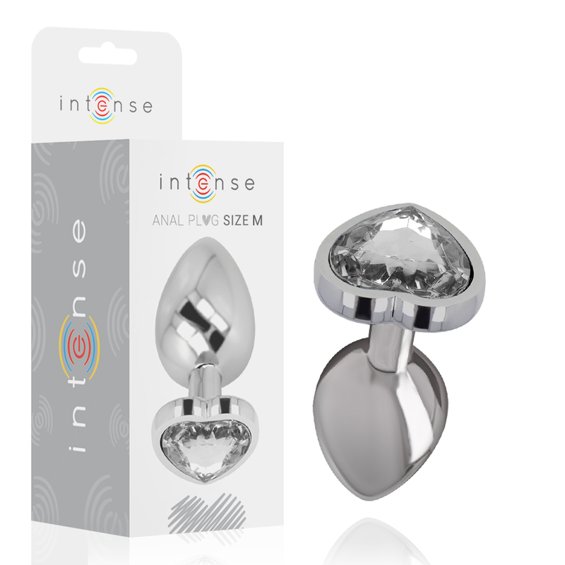 Intense - Aluminium-Metall-Anal-Stecker, Weisses Herz, Grösse M