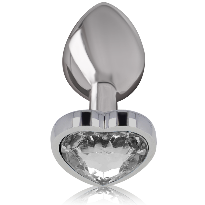 Intense - Aluminium-Metall-Anal-Stecker, Weisses Herz, Grösse M