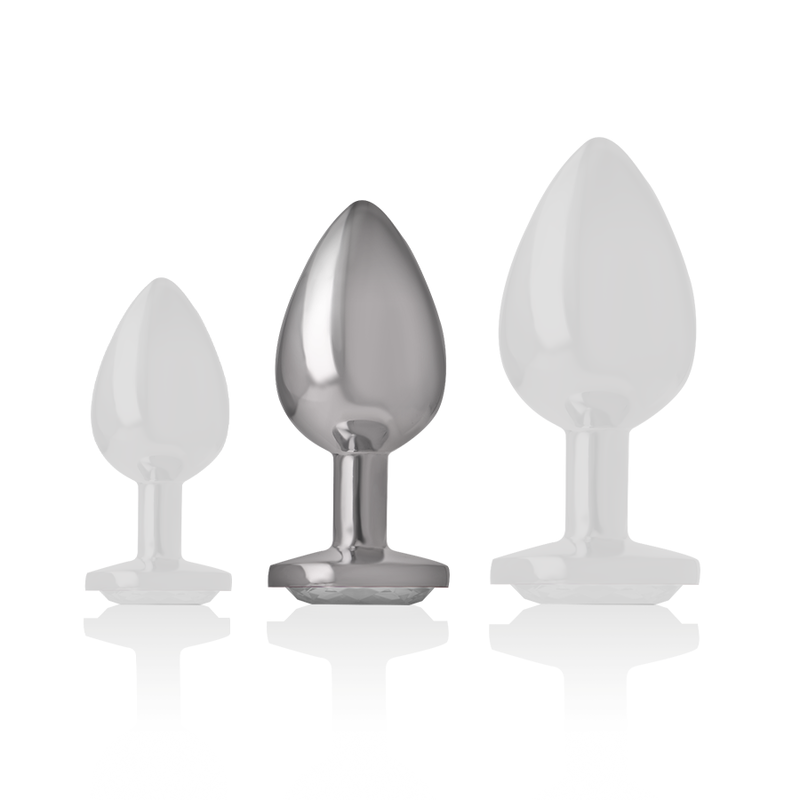 Intense - Aluminium-Metall-Anal-Stecker, Weisses Herz, Grösse M