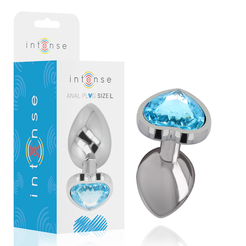 Intense - Aluminium-Metall-Anal-Stecker Blaues Herz, Grösse L