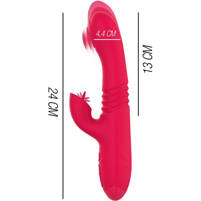Intense - Dua Multifunktions-Wiederaufladbarer Auf- Und Ab-Vibrator Mit Roter Zunge