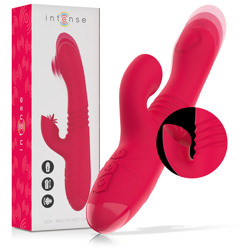 Intense - Dua Multifunktions-Wiederaufladbarer Auf- Und Ab-Vibrator Mit Roter Zunge