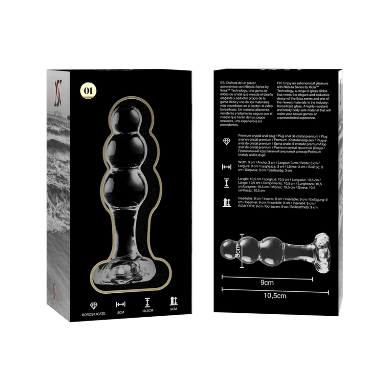 Nebula Series By Ibiza - Model 1 Plug Borosilicate Glass Transparent 10.5 cm -Ø- 3 cm