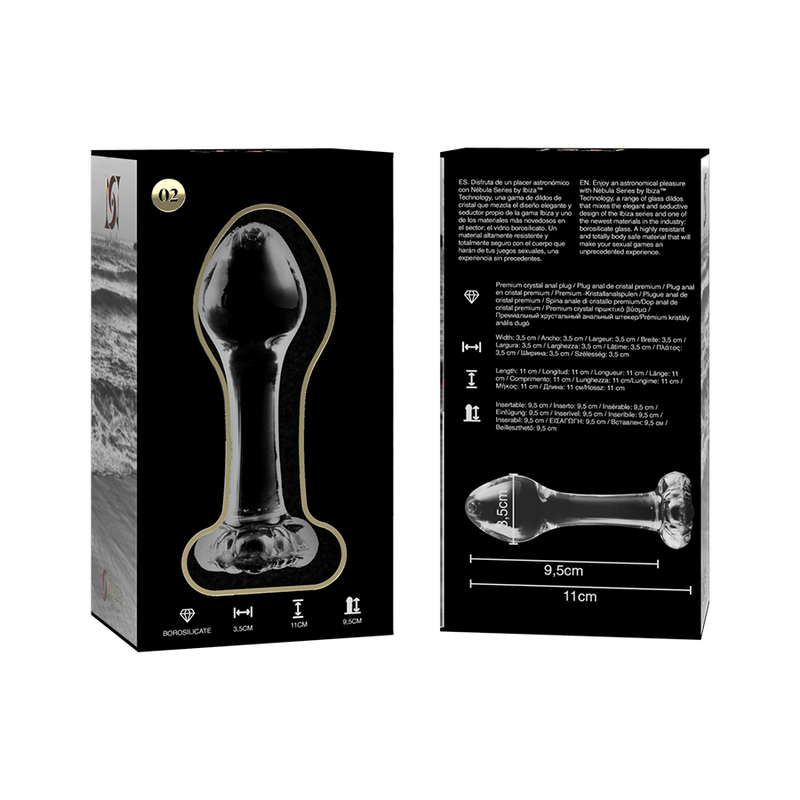 Nebula Series by Ibiza - Model 2 Borosilicate Glass Anal Plug Clear 11 cm -Ø- 3.5 cm